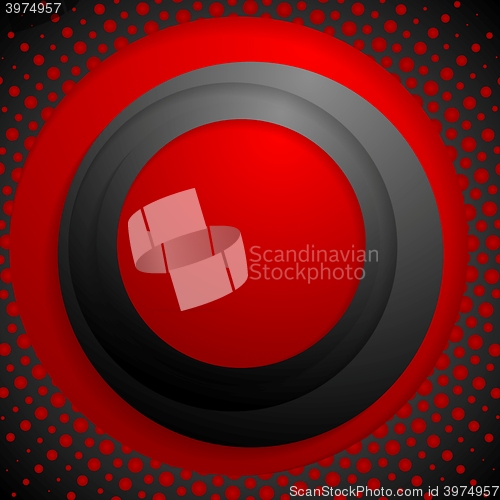 Image of Red black circles with grunge halftone