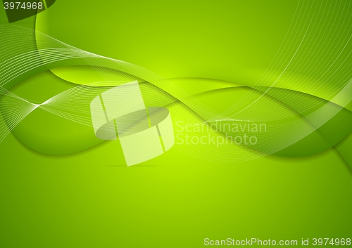 Image of Abstract green wavy bright background
