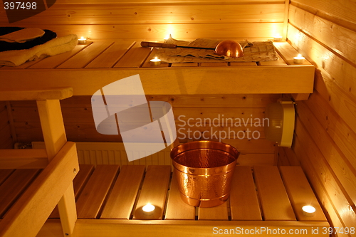 Image of Interior of a Finnish sauna