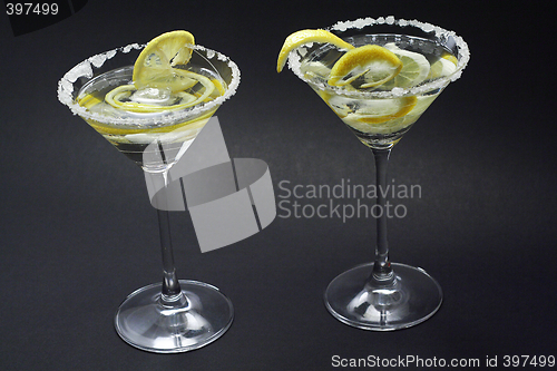 Image of Martini with sugar crust, lemon and peels