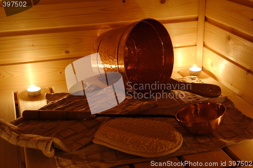 Image of Interior of a Finnish sauna