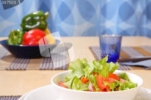 Image of Table with salad bowls