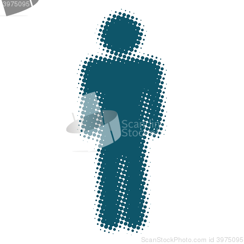 Image of male icon blue blurred silhouette of a man