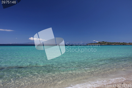 Image of Beauriful nuances of blue and green colour on the beach