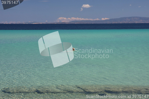 Image of Beauriful nuances of blue and green colour on the beach