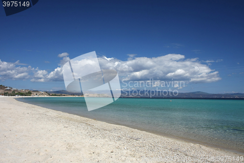 Image of Beauriful nuances of blue colour on the beach