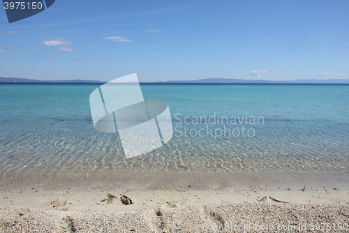 Image of Beauriful nuances of blue colour on the beach