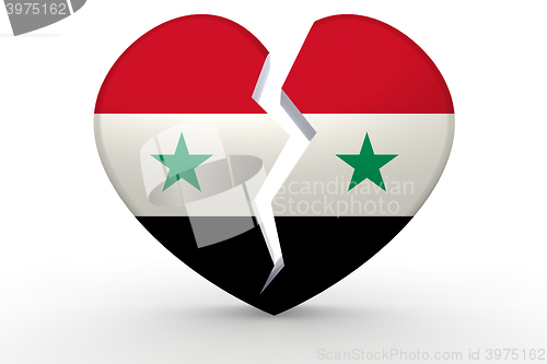 Image of Broken white heart shape with Syria flag