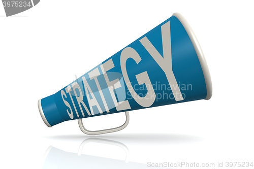 Image of Blue megaphone with strategy word