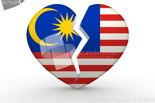 Image of Broken white heart shape with Malaysia flag