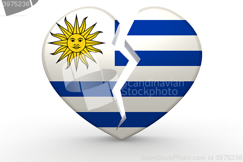 Image of Broken white heart shape with Uruguay flag