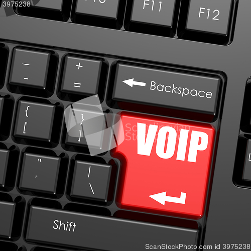 Image of Red enter button on computer keyboard, VOIP word