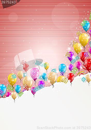 Image of backgroud with balloons and torn paper