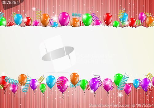 Image of backgroud with balloons and torn paper
