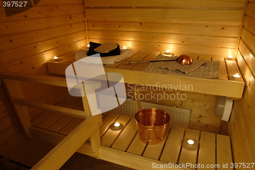 Image of Interior of a Finnish sauna