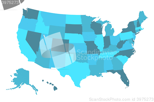 Image of Detailed USA Map on white background