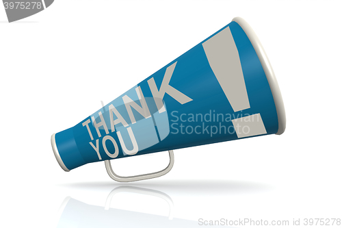 Image of Blue megaphone with thank you word