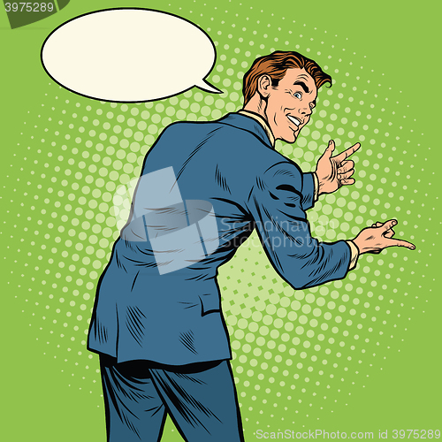 Image of Gesticulating man back