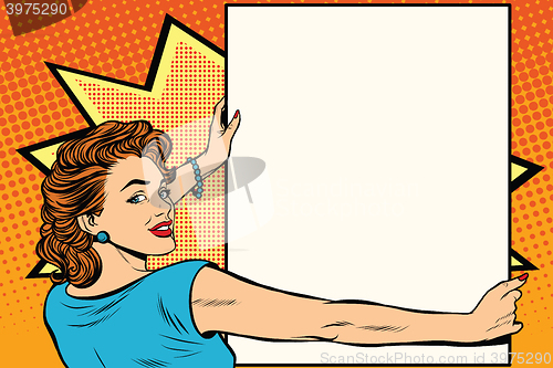 Image of Pop art woman holding a poster
