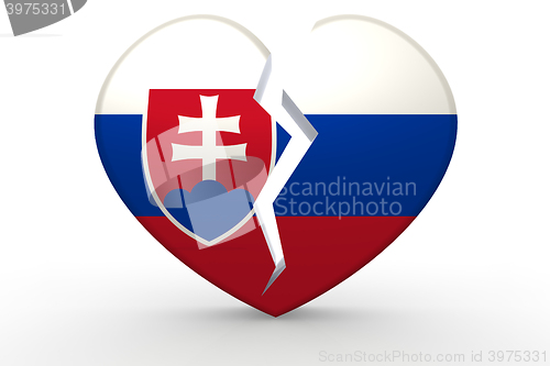 Image of Broken white heart shape with Slovakia flag