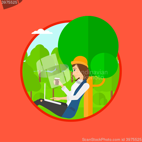Image of Student using laptop for education.