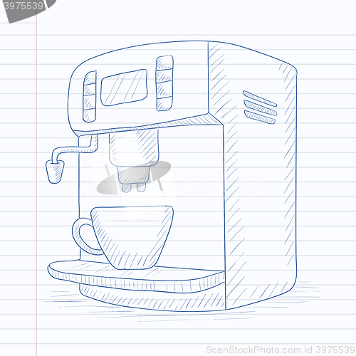 Image of Coffee maker with cup.