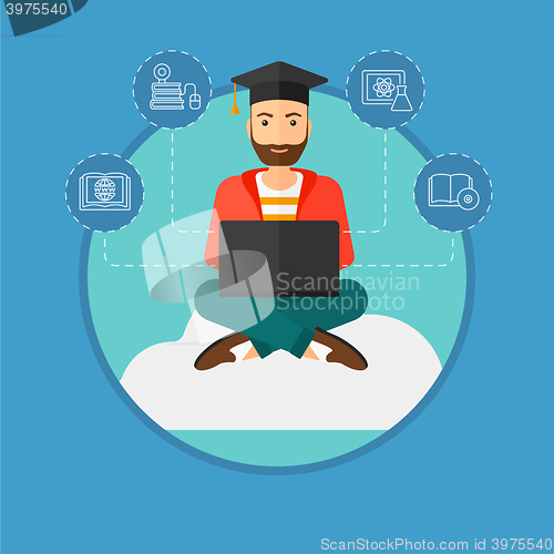 Image of Graduate sitting on cloud.