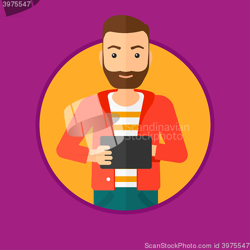 Image of Student working on tablet computer.