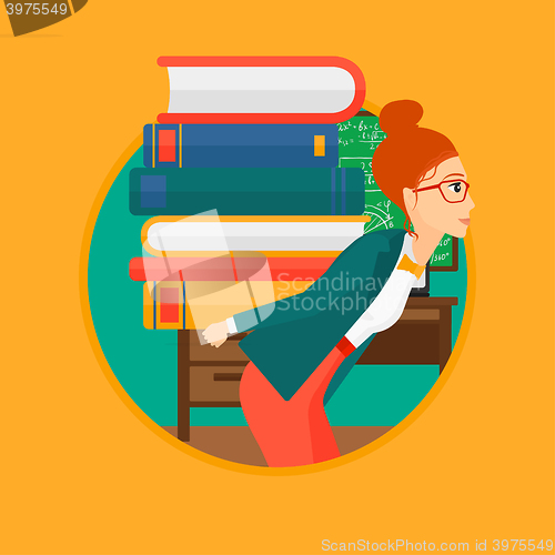 Image of Student with pile of books.