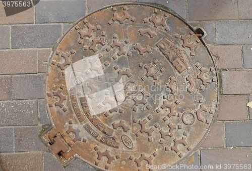 Image of Vintage manhole. Kaliningrad, Russia