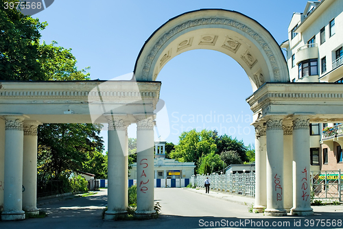 Image of Columns with arch. Kaliningrad. Russia