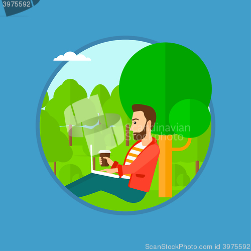 Image of Student using laptop for education.