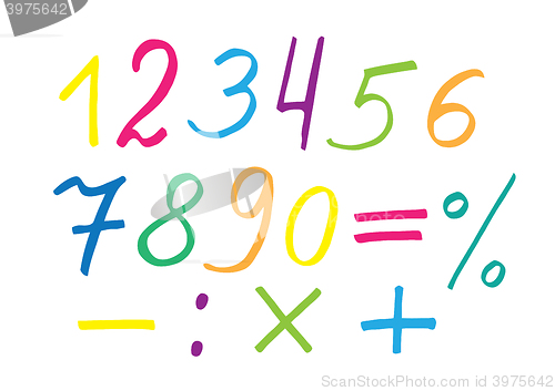 Image of Colorful vector numerals and symbols