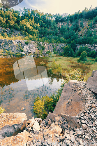 Image of abandoned flooded quarry, Czech republic