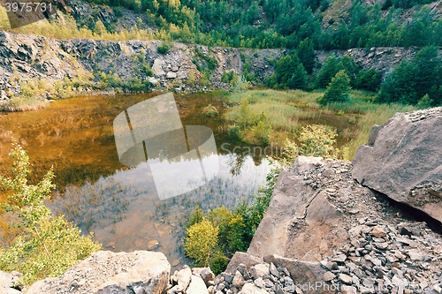 Image of abandoned flooded quarry, Czech republic