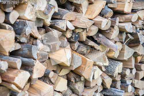 Image of dry chopped firewood logs in a pile