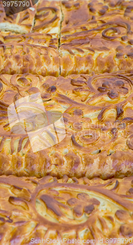 Image of Kulebyaka cabbage pie. Russian cuisine