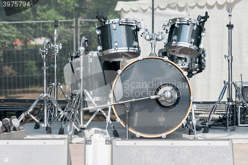 Image of drum set on the concert stage