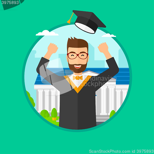 Image of Graduate throwing up his hat.