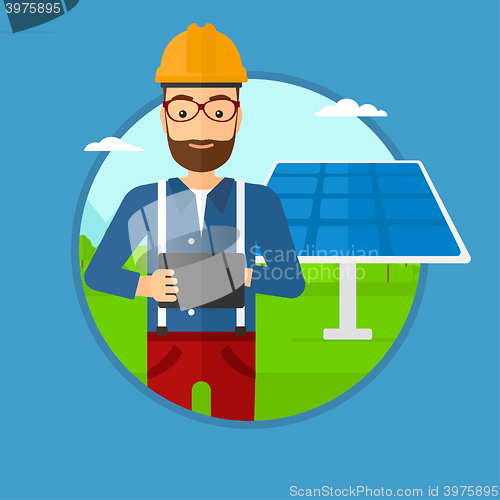 Image of Male worker of solar power plant.