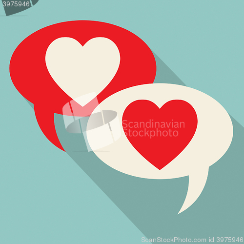 Image of Hearts Speech Bubbles Represents Valentines Day And Chatting
