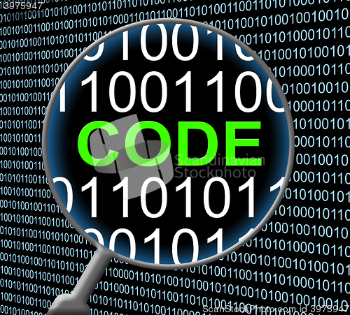 Image of Data Code Represents Monitor Digital And Protected