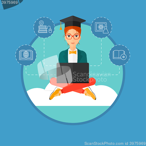 Image of Graduate sitting on cloud.
