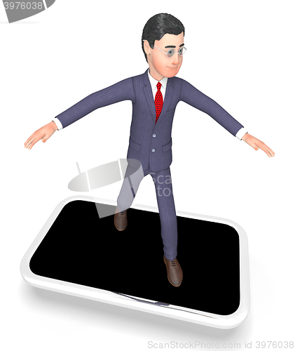 Image of Character Online Represents World Wide Web And Business 3d Rende