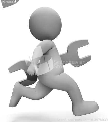Image of Repair Character Shows Customer Service And Engineer 3d Renderin
