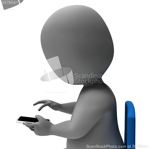 Image of Calling Character Indicates Telephone Smartphone And Man 3d Rend