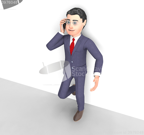 Image of Talking Businessman Means Call Now And Communicating 3d Renderin