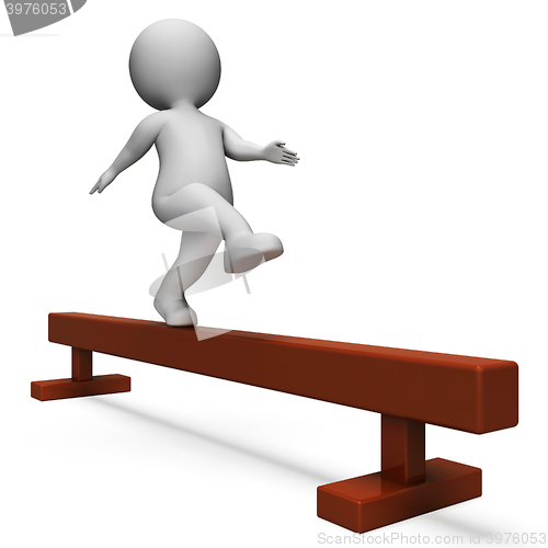 Image of Balance Beam Means Getting Fit And Agility 3d Rendering