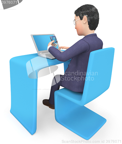 Image of Credit Card Represents World Wide Web And Businessman 3d Renderi