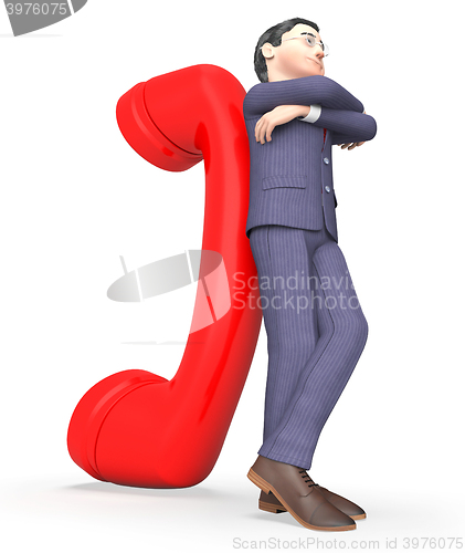 Image of Character Phone Shows Call Us And Business 3d Rendering